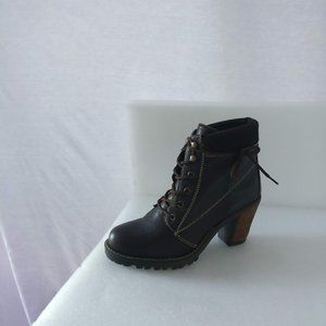 Made in Portugal WATERPROOF LEATHER soft Lined Chunky heel Coldweather boot 39/8